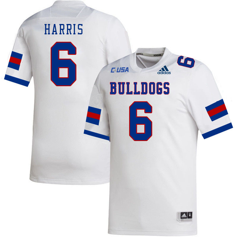 Men-Youth #6 Smoke Harris Louisiana Tech Bulldogs 2023 College Football Jerseys Stitched-White